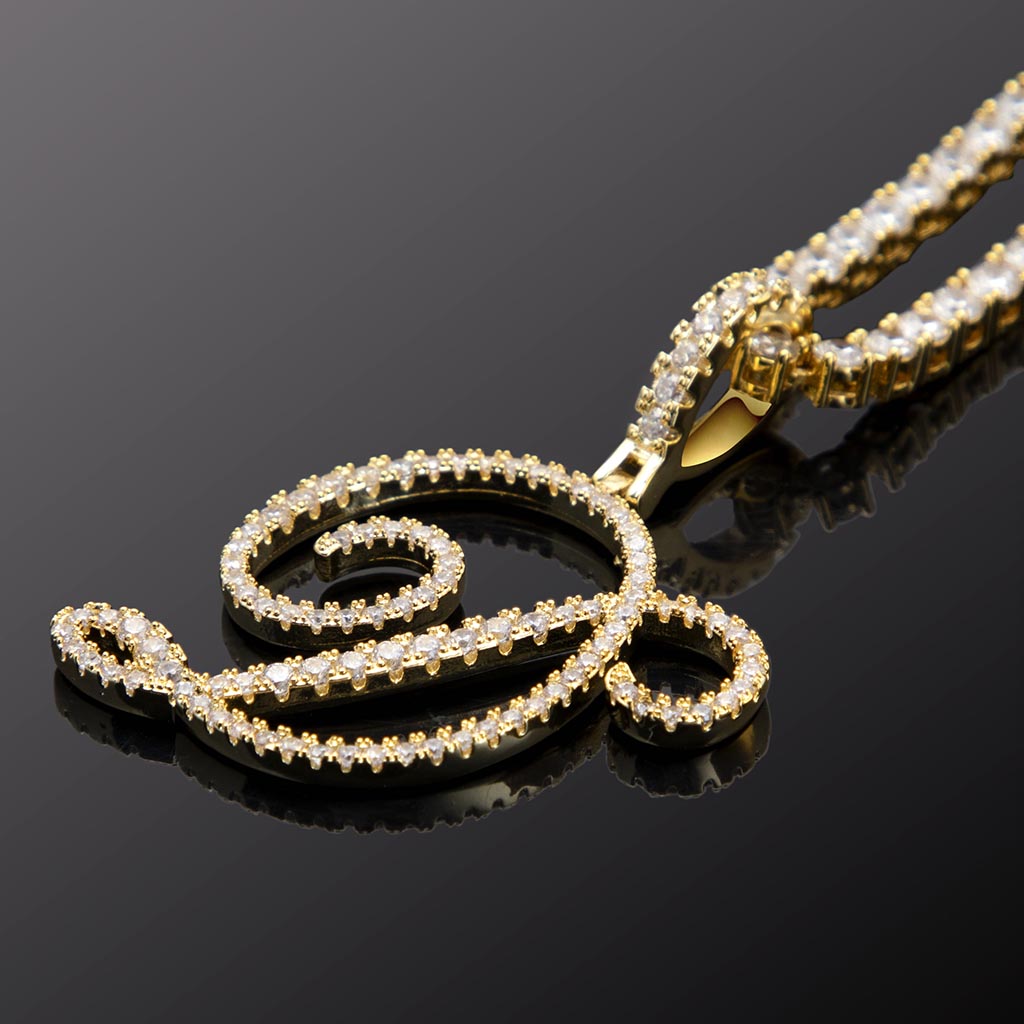 Cursive Style A To Z Initial Letters Pendant In Gold With Gold Shine - Image 8