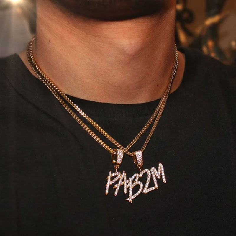 Brush Font Custom Letter Pendant In Gold With Street Luxury Shine - Image 6