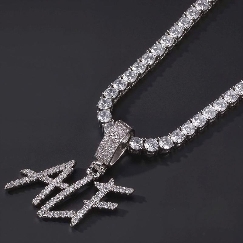 Brush Font Custom Letter Pendant In White Gold With Street Luxury Shine - Image 5