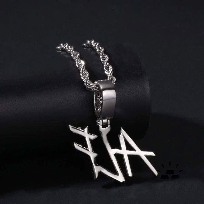 Brush Font Custom Letter Pendant In White Gold With Street Luxury Shine - Image 6