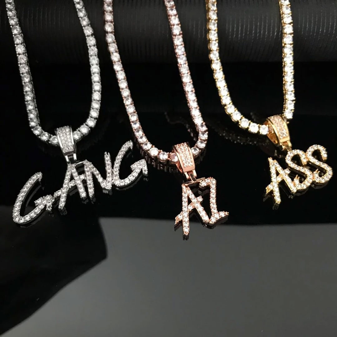 Brush Font Custom Letter Pendant In White Gold With Street Luxury Shine - Image 8