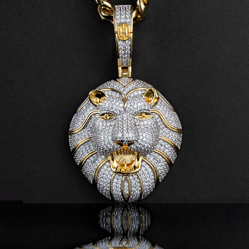 Iced Out Roaring Lion Pendant Gold With Street Luxury Shine