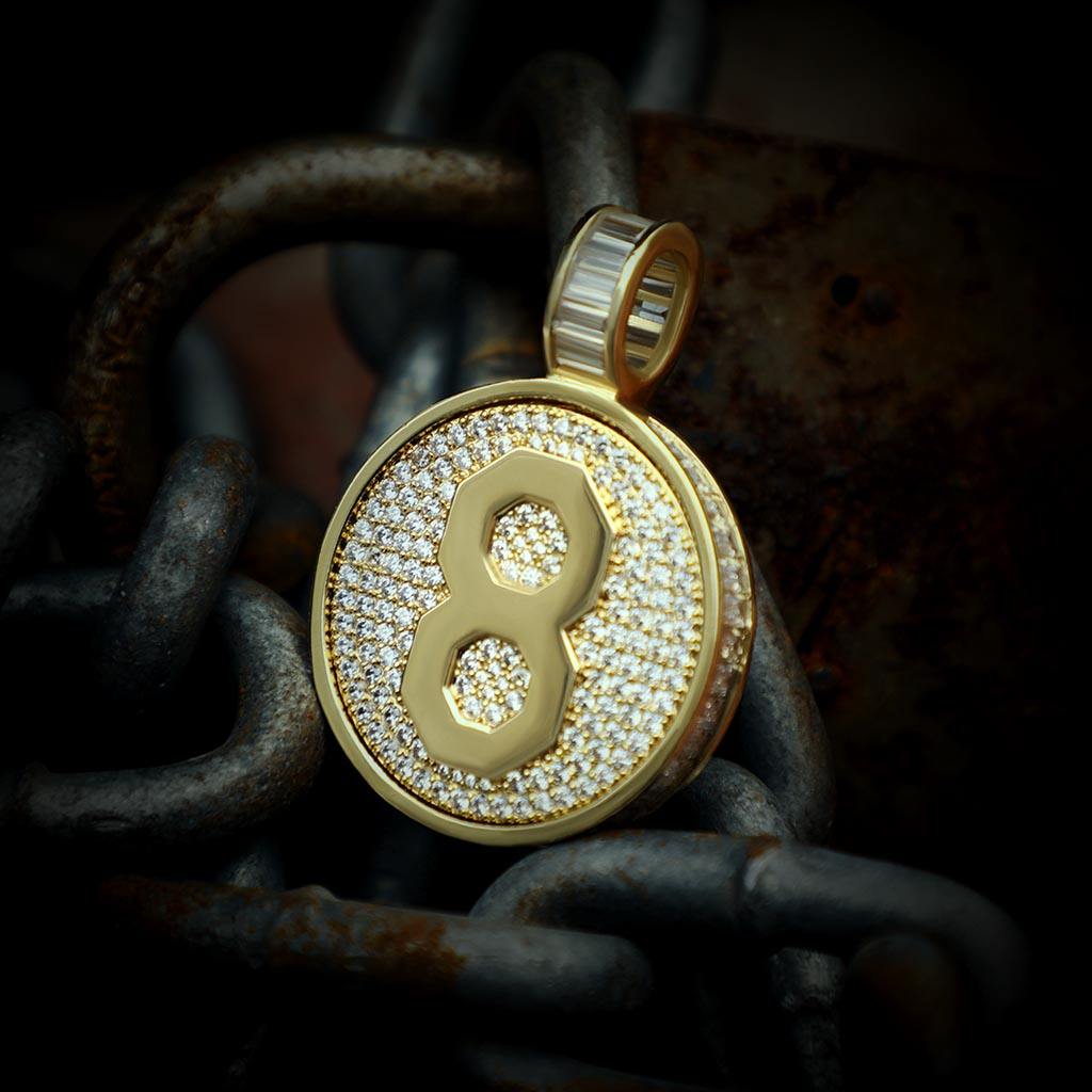 Iced Out Double Side Memorial Pendant Gold With Street Luxury Shine - Image 5