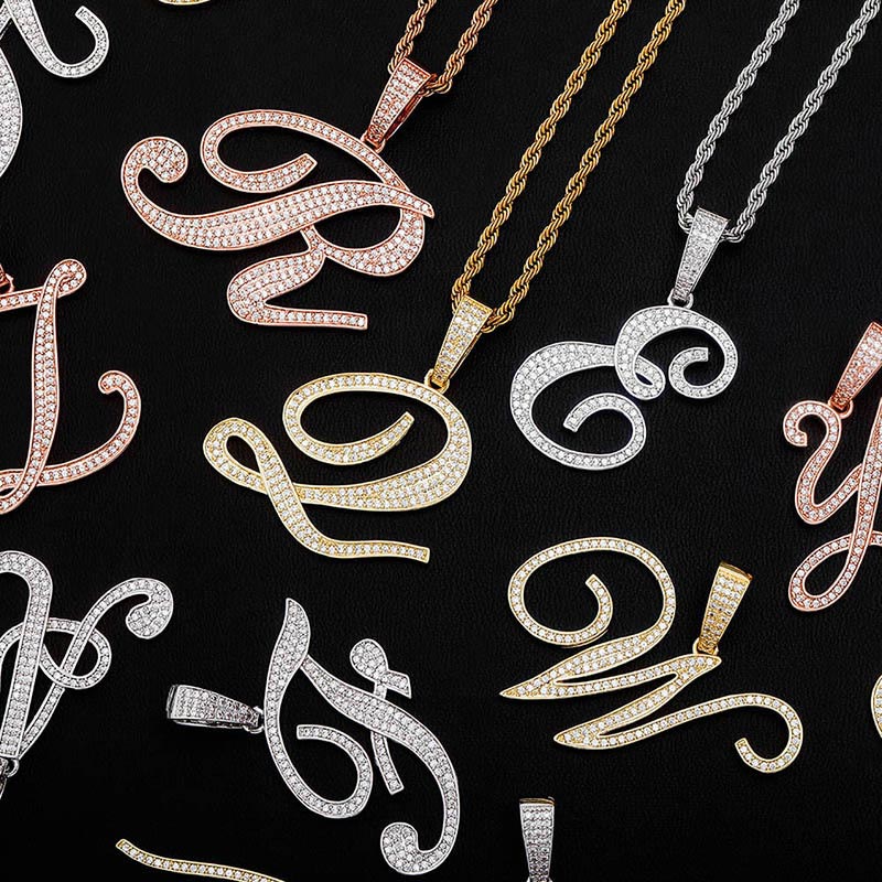 Bold Cursive A To Z Letters Pendant Bold Statement Style With Street Luxury