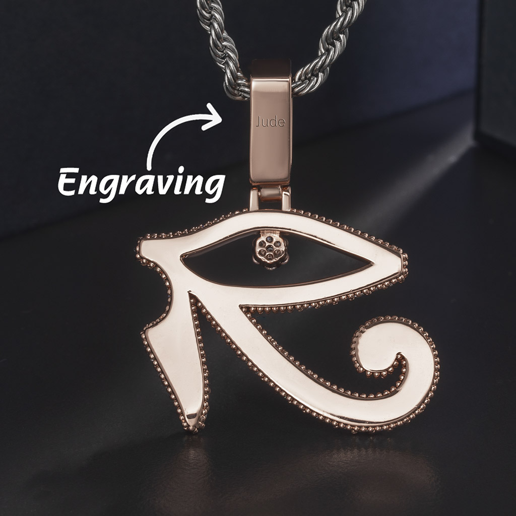 Iced Out Eye Of Horus Pendant Gold With Street Luxury Shine - Image 3