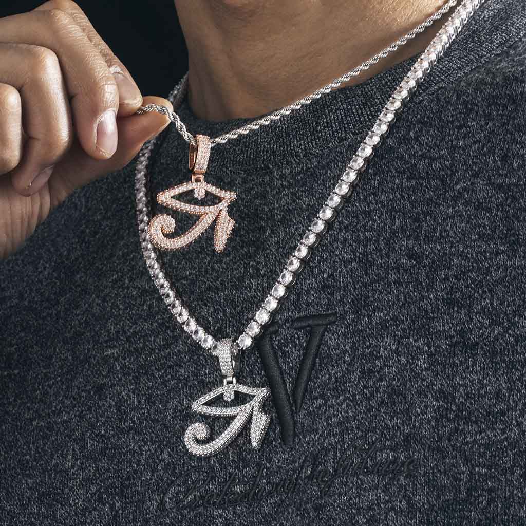 Iced Out Eye Of Horus Pendant Gold With Street Luxury Shine - Image 4