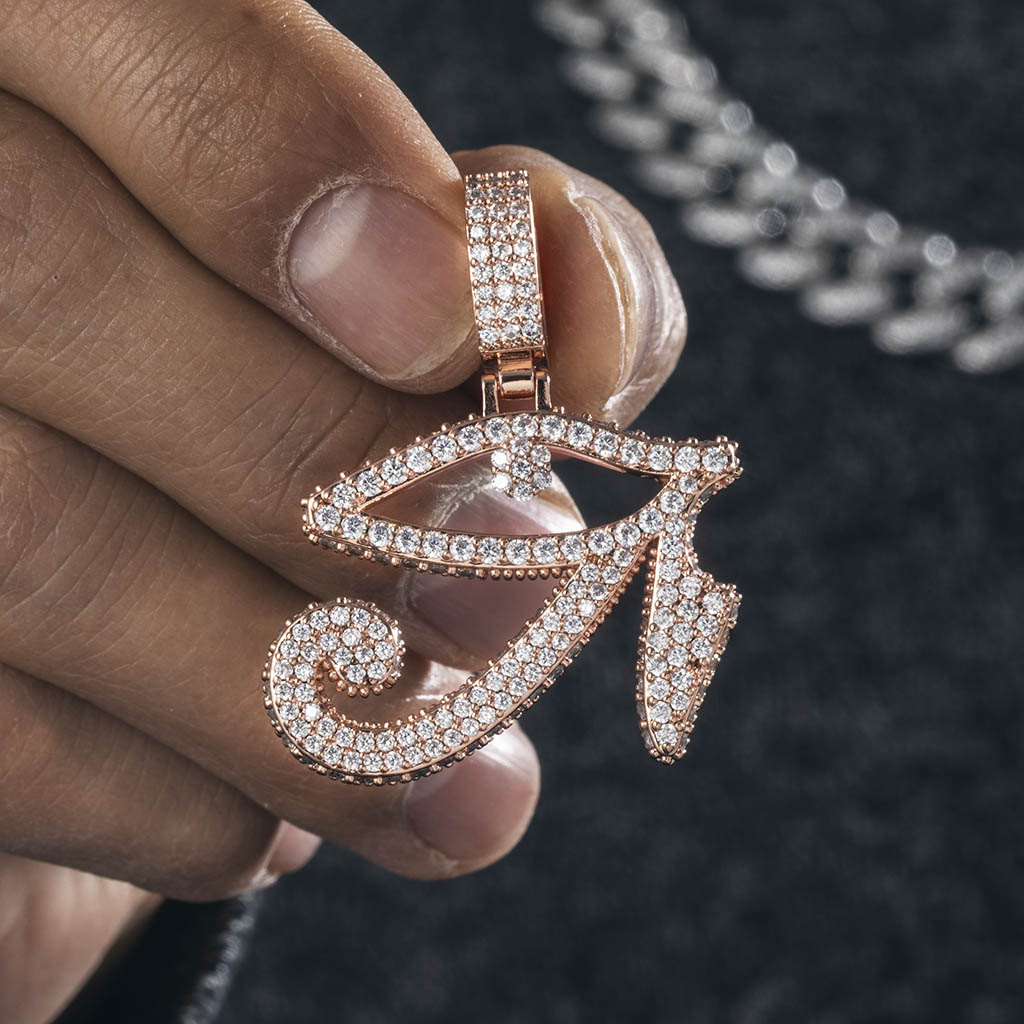 Iced Out Eye Of Horus Pendant Gold With Street Luxury Shine - Image 5