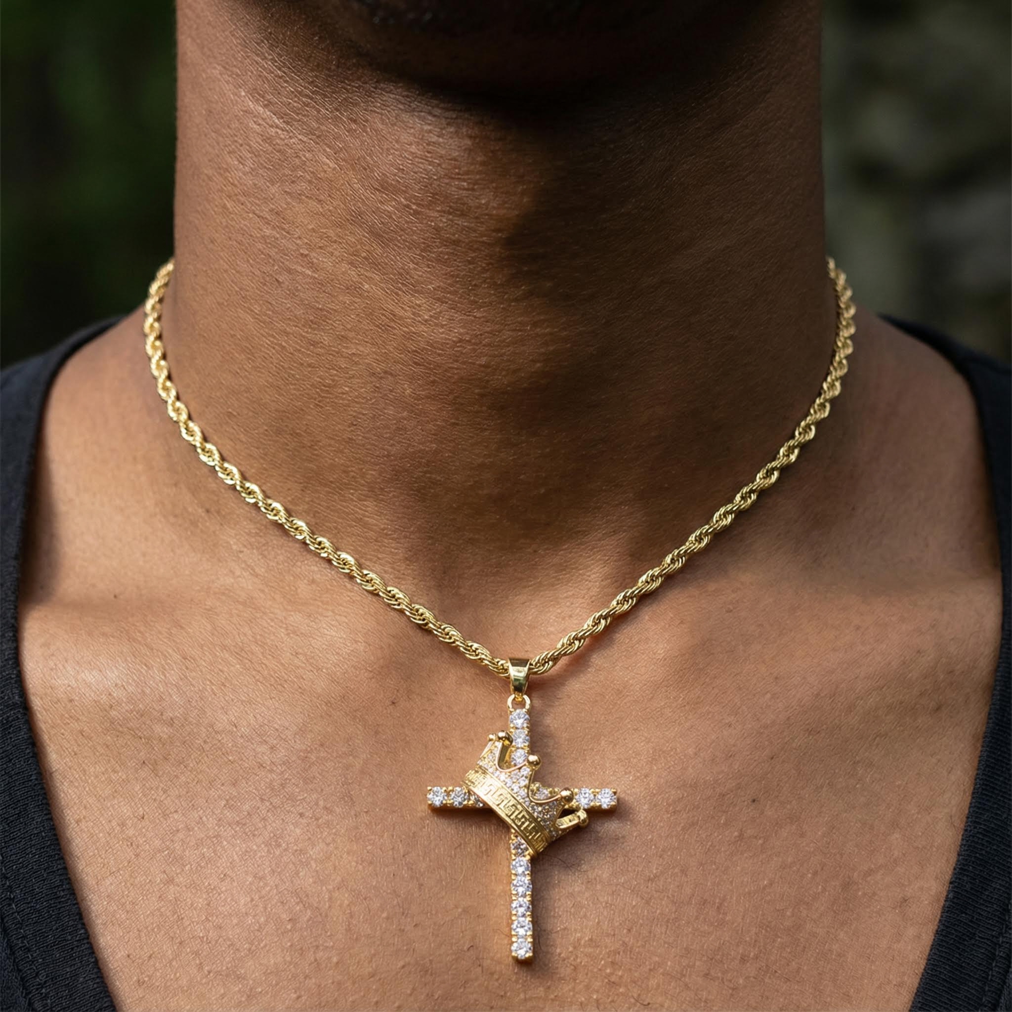 Diamond Cross King Crown Pendant In Gold Iced Out Shine With Street Luxury - Image 3