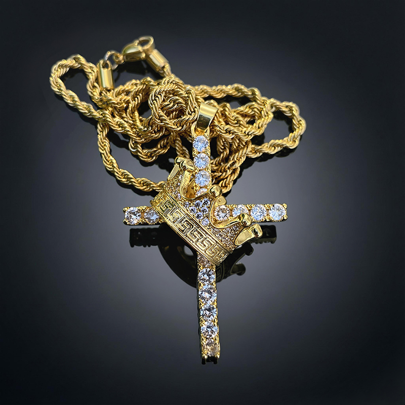 Diamond Cross King Crown Pendant In Gold Iced Out Shine With Street Luxury - Image 5
