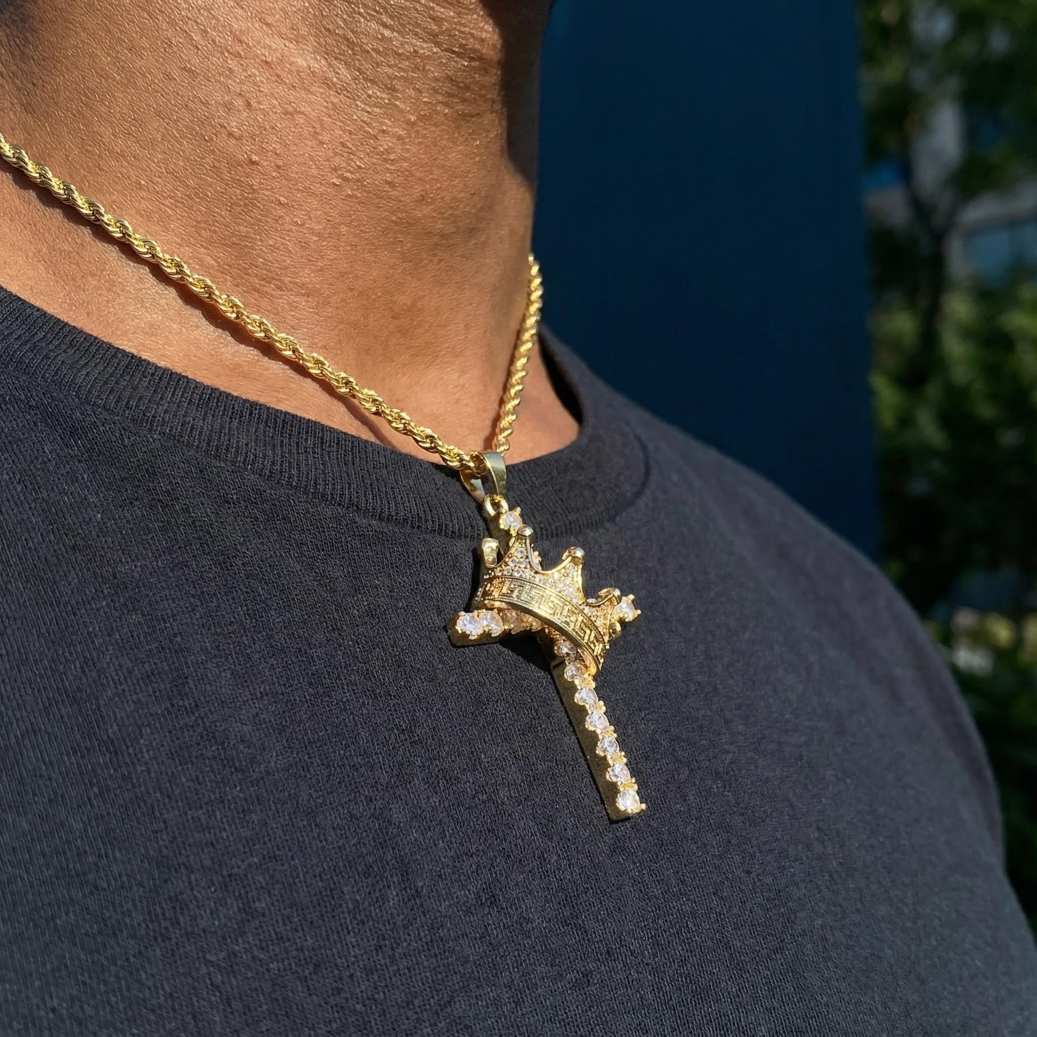 Diamond Cross King Crown Pendant In Gold Iced Out Shine With Street Luxury - Image 6