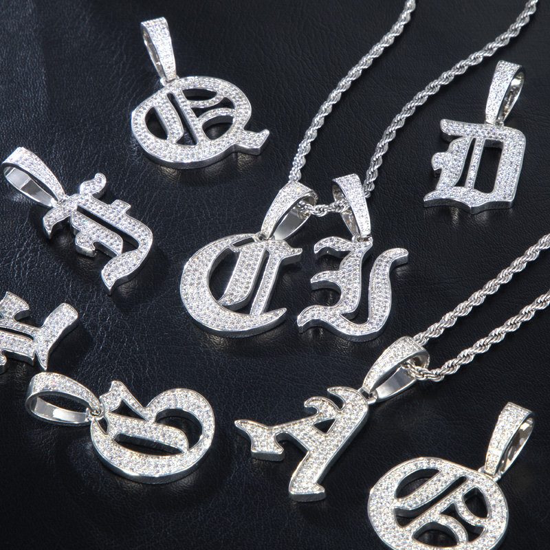 Iced Out Old English 26 Letters Pendant Gold With Street Luxury Shine - Image 3