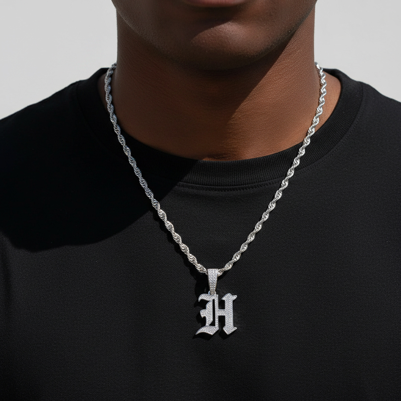 Iced Out Old English 26 Letters Pendant Gold With Street Luxury Shine - Image 4