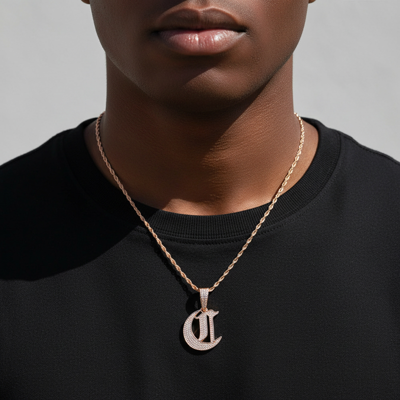 Iced Out Old English 26 Letters Pendant Gold With Street Luxury Shine - Image 5