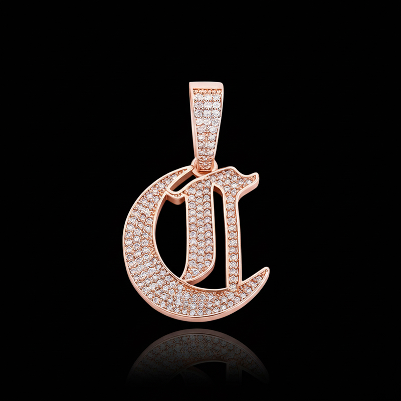 Iced Out Old English 26 Letters Pendant Gold With Street Luxury Shine - Image 10