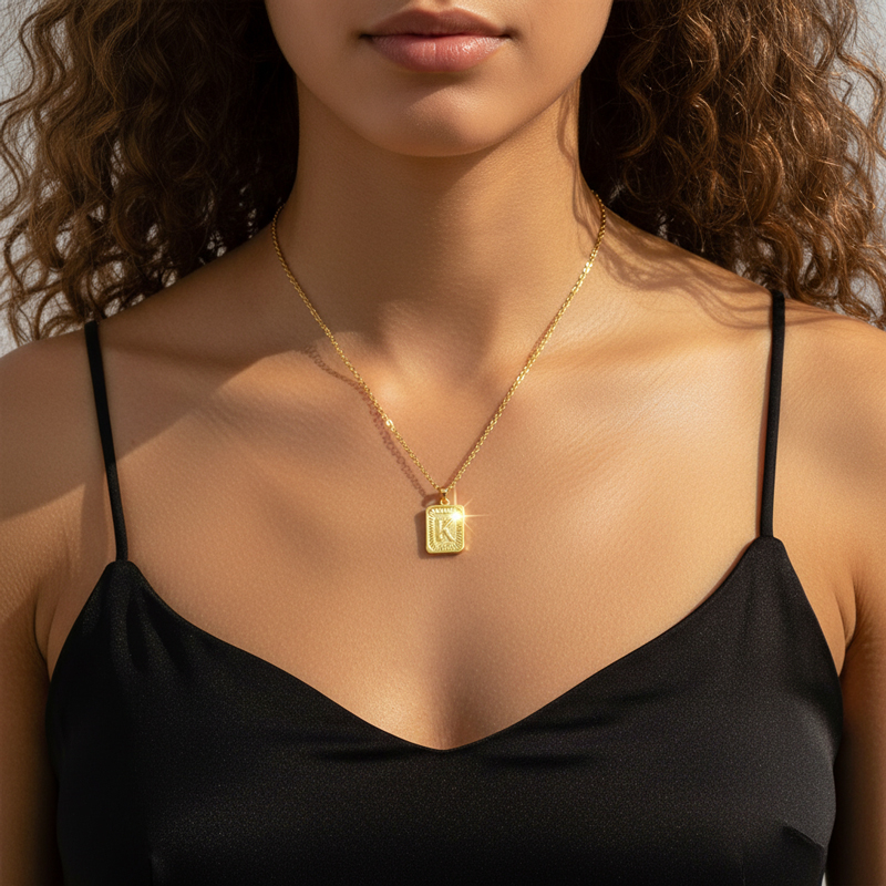Initial Medallion Letter Pendant Necklace In Gold With Street Luxury Shine - Image 3
