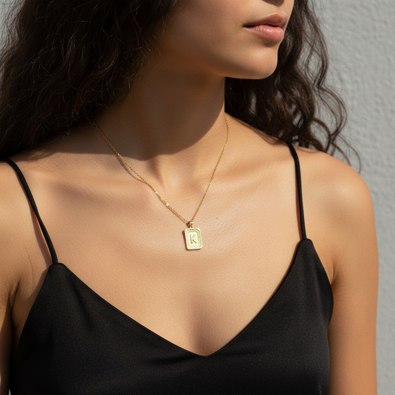 Initial Medallion Letter Pendant Necklace In Gold With Street Luxury Shine - Image 4