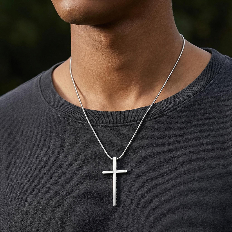 Street Luxury 4:13 i Can Do All Things Steel Cross Pendant In White Gold - Image 3