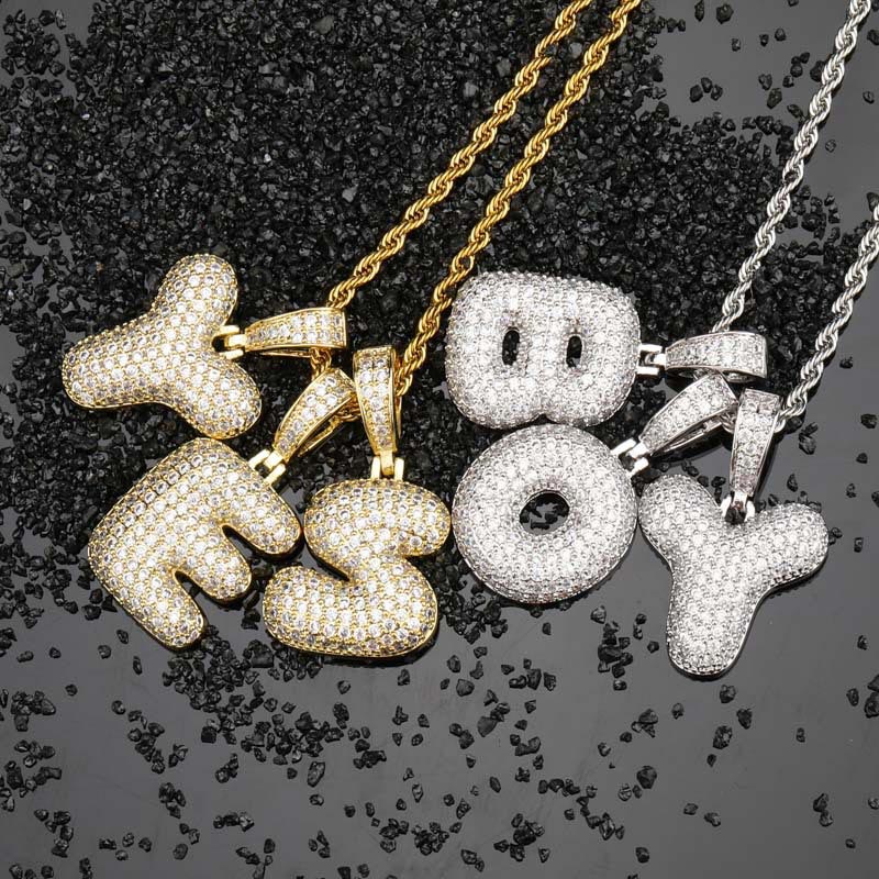 Iced Out 26 Bubble Letters Pendant In White Gold With Street Luxury Shine - Image 5