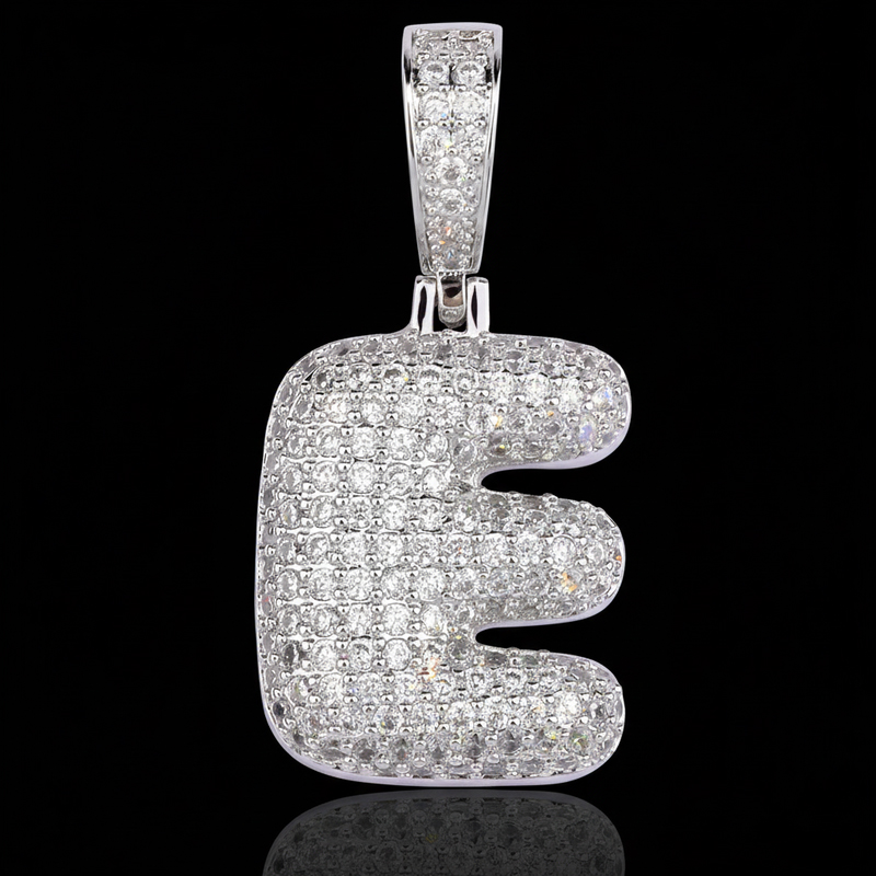 Iced Out 26 Bubble Letters Pendant In White Gold With Street Luxury Shine - Image 6