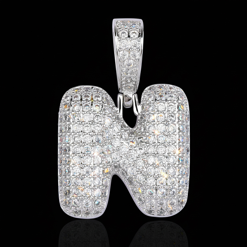 Iced Out 26 Bubble Letters Pendant In White Gold With Street Luxury Shine - Image 7