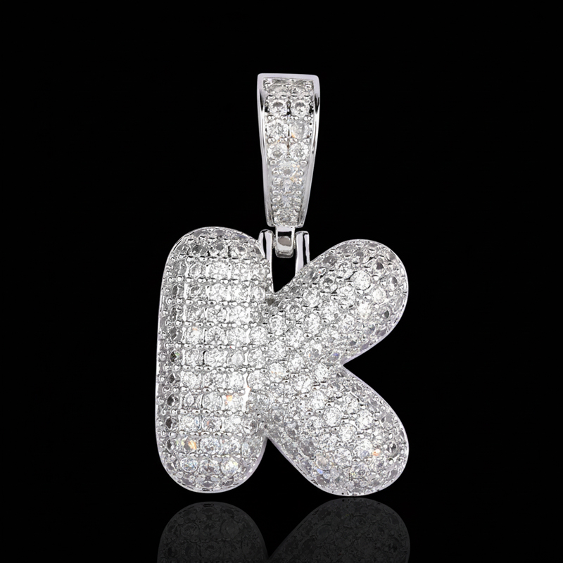 Iced Out 26 Bubble Letters Pendant In White Gold With Street Luxury Shine - Image 8