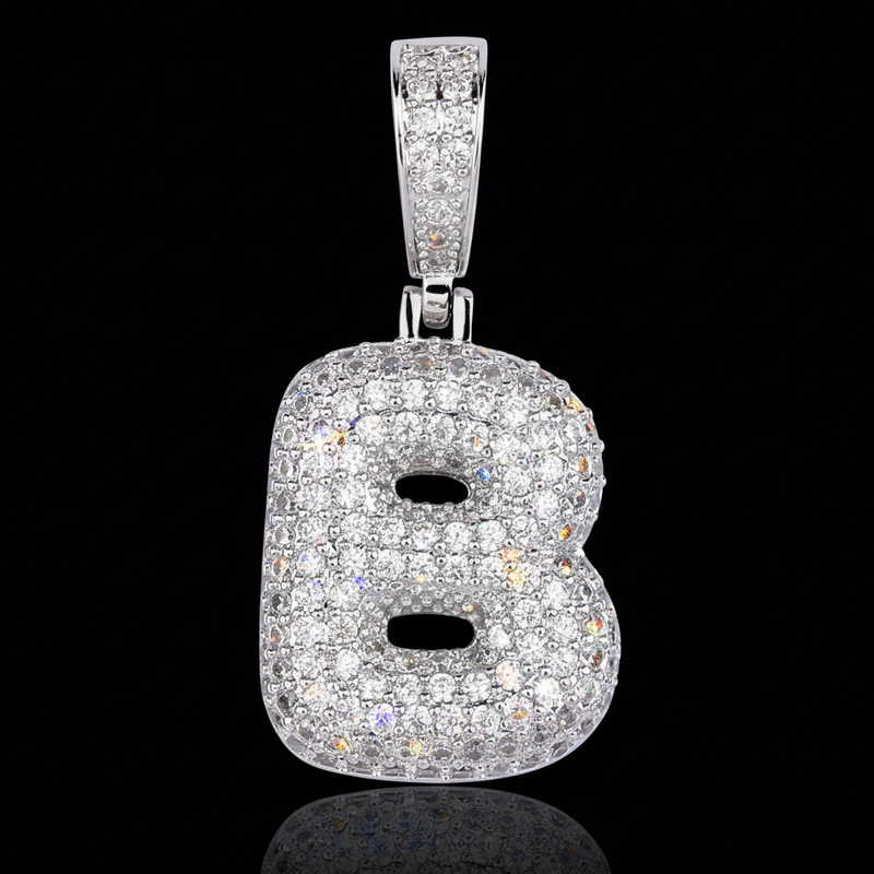 Iced Out 26 Bubble Letters Pendant In White Gold With Street Luxury Shine - Image 9