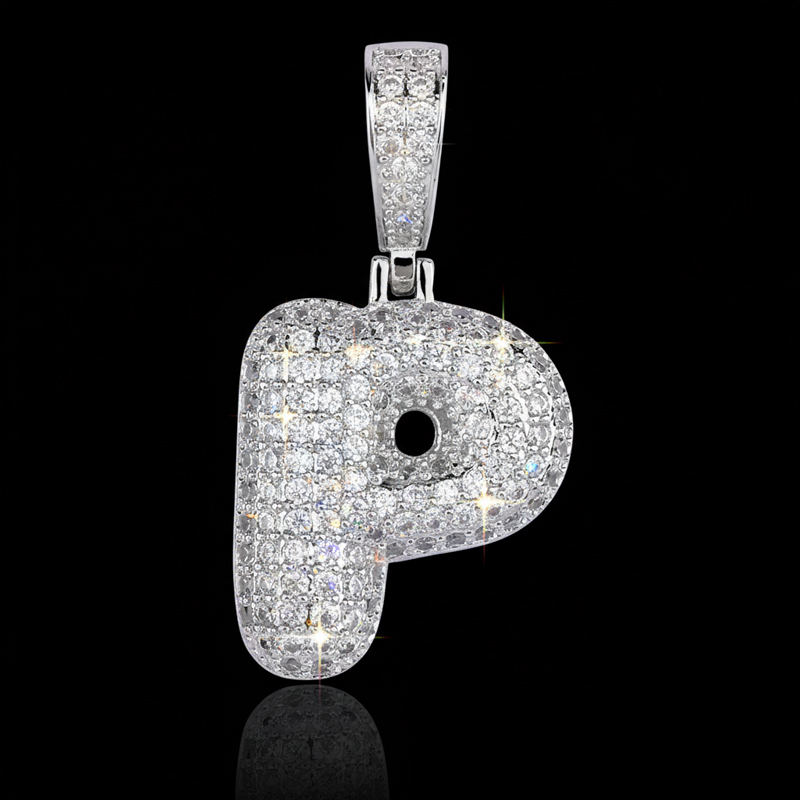 Iced Out 26 Bubble Letters Pendant In White Gold With Street Luxury Shine - Image 10