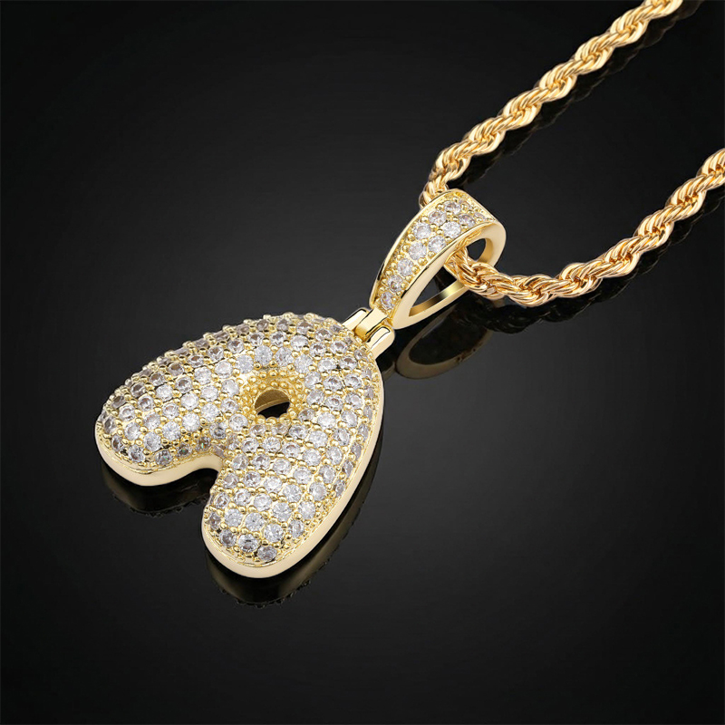 Iced Out 26 Bubble Letters Pendant In Gold With Street Luxury Shine - Image 5