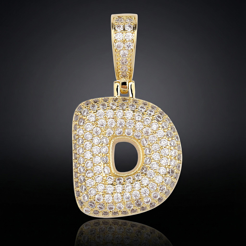 Iced Out 26 Bubble Letters Pendant In Gold With Street Luxury Shine - Image 6