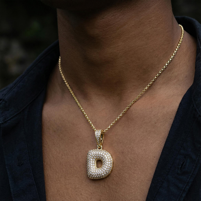 Iced Out 26 Bubble Letters Pendant In Gold With Street Luxury Shine - Image 7