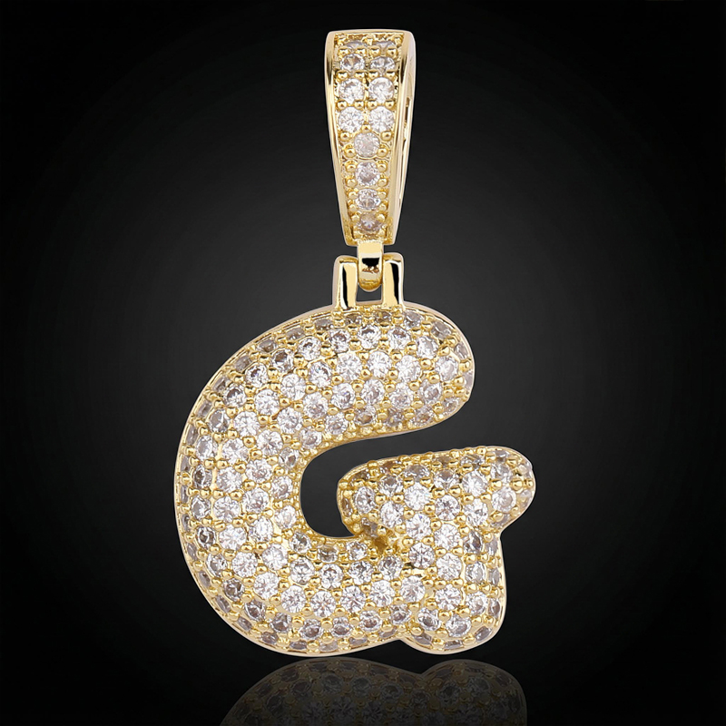 Iced Out 26 Bubble Letters Pendant In Gold With Street Luxury Shine - Image 8