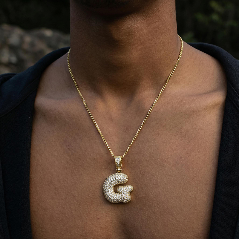 Iced Out 26 Bubble Letters Pendant In Gold With Street Luxury Shine - Image 10