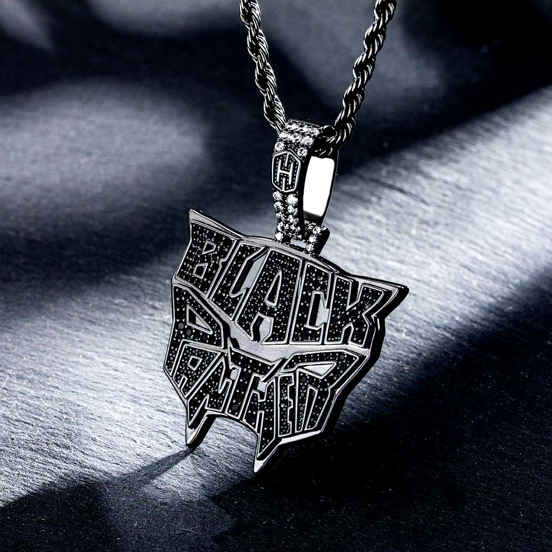 Iced Out black Panther Head Pendant Gold With Street Luxury Shine