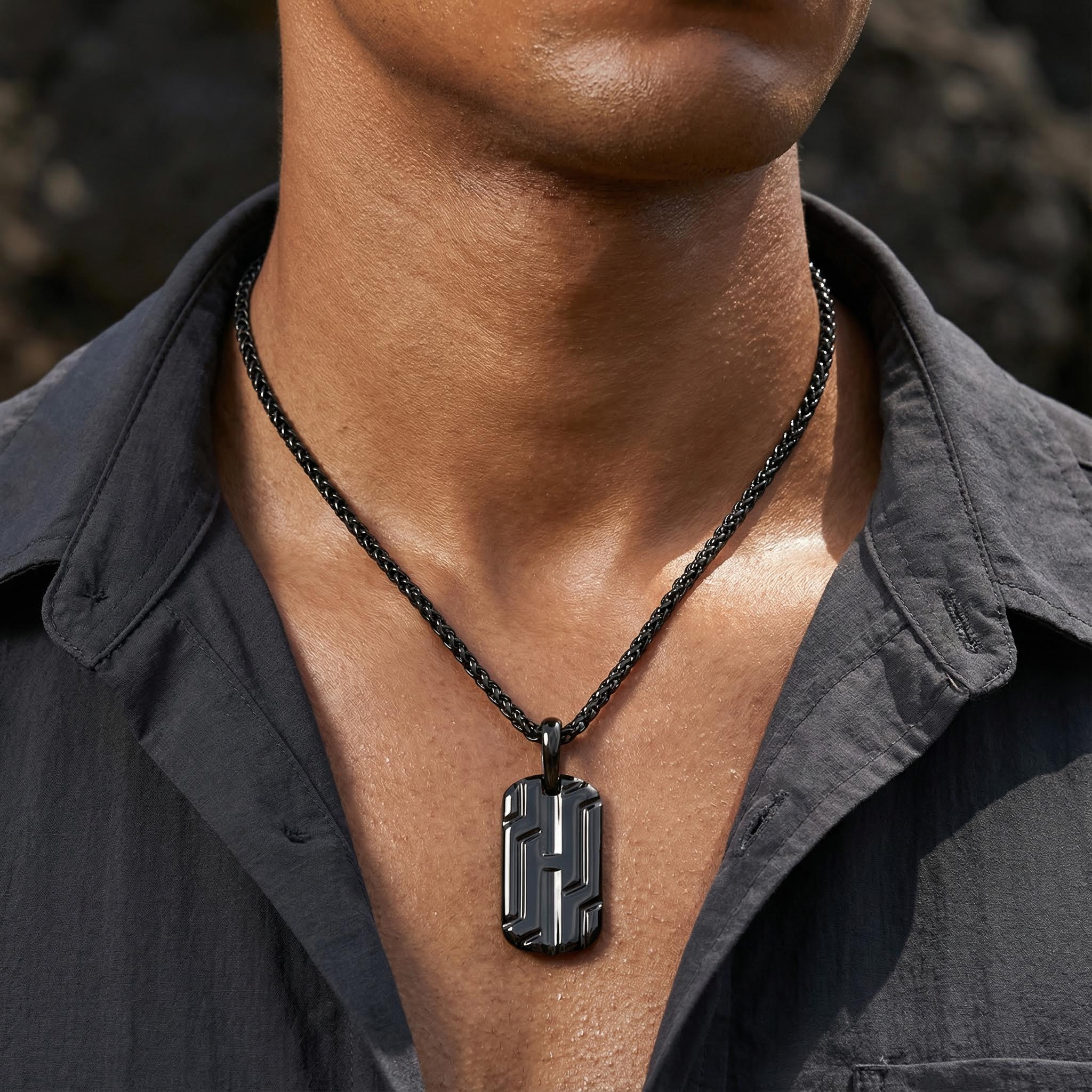 Men's Dog Tag Pendant In Black Gold Built For Bold Statement Style - Image 3
