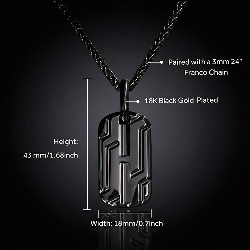 Men's Dog Tag Pendant In Black Gold Built For Bold Statement Style - Image 5