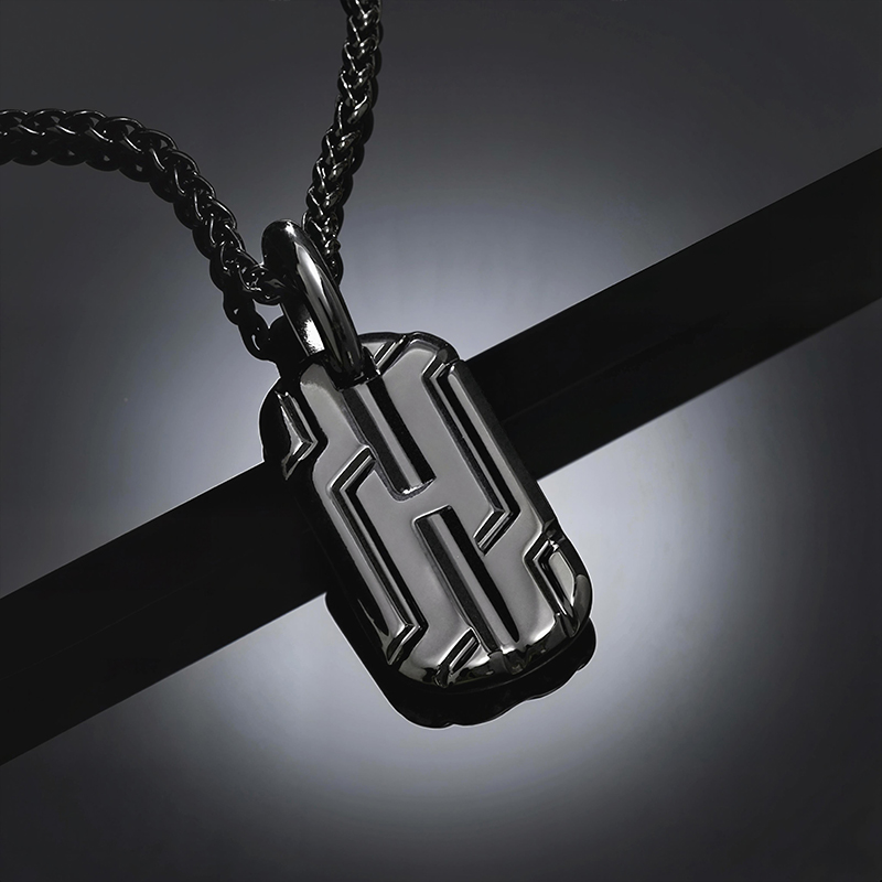 Men's Dog Tag Pendant In Black Gold Built For Bold Statement Style