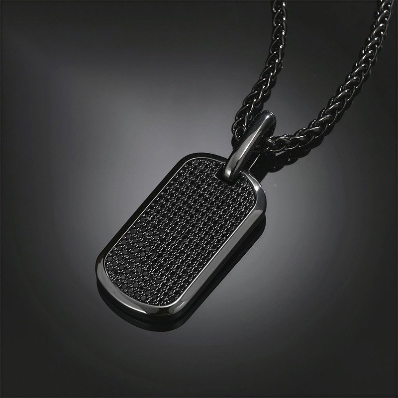 Iced Out Men's Dog Tag Pendant In Black Gold With Street Luxury Shine - Image 5