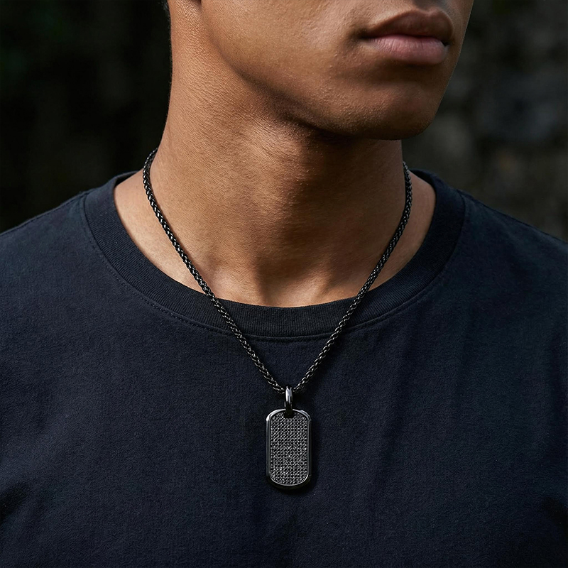 Iced Out Men's Dog Tag Pendant In Black Gold With Street Luxury Shine - Image 7