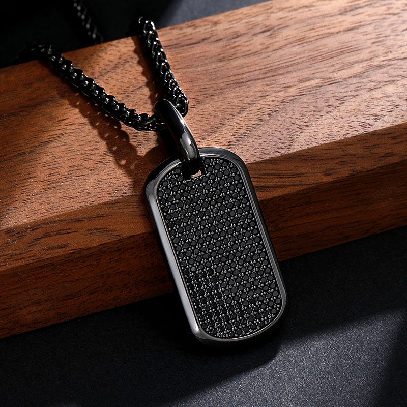 Iced Out Men's Dog Tag Pendant In Black Gold With Street Luxury Shine