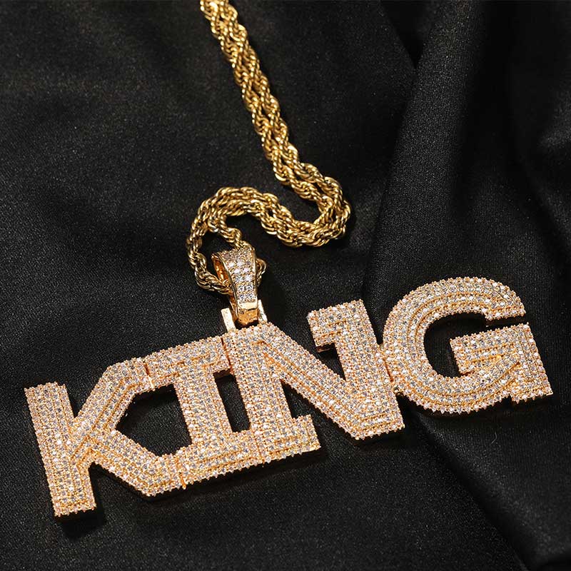 Custom Micro Pave Name Pendant In Gold Gold Shine With Street Luxury - Image 5