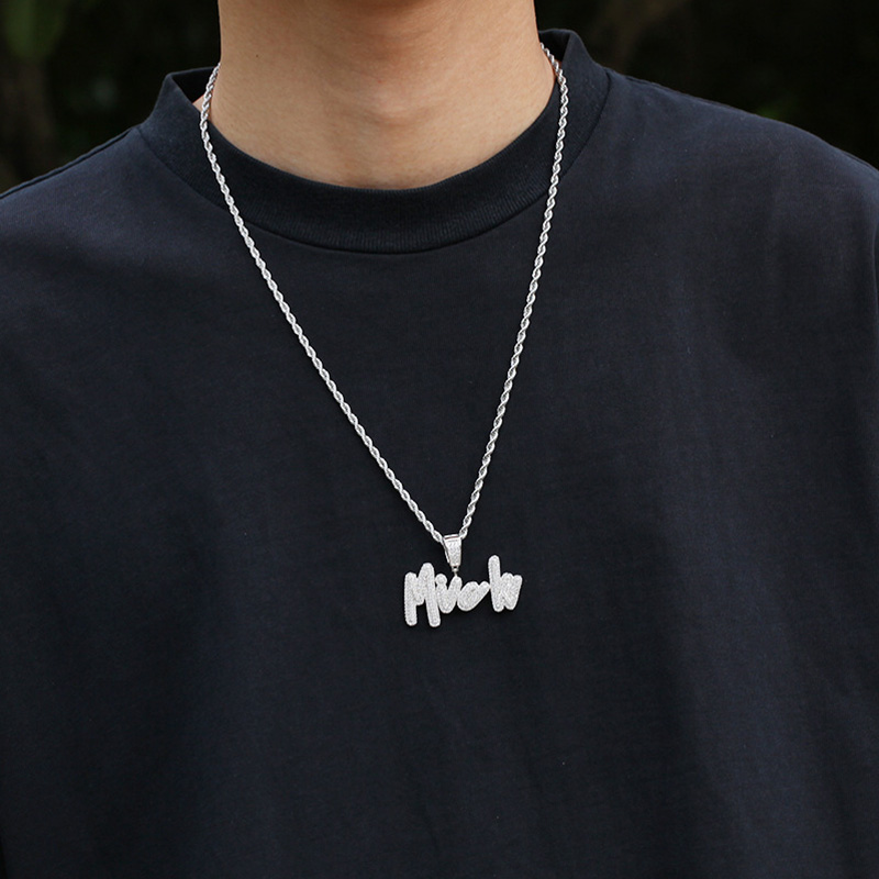 Custom Cursive Name Pendant In White Gold With Street Luxury Shine - Image 3