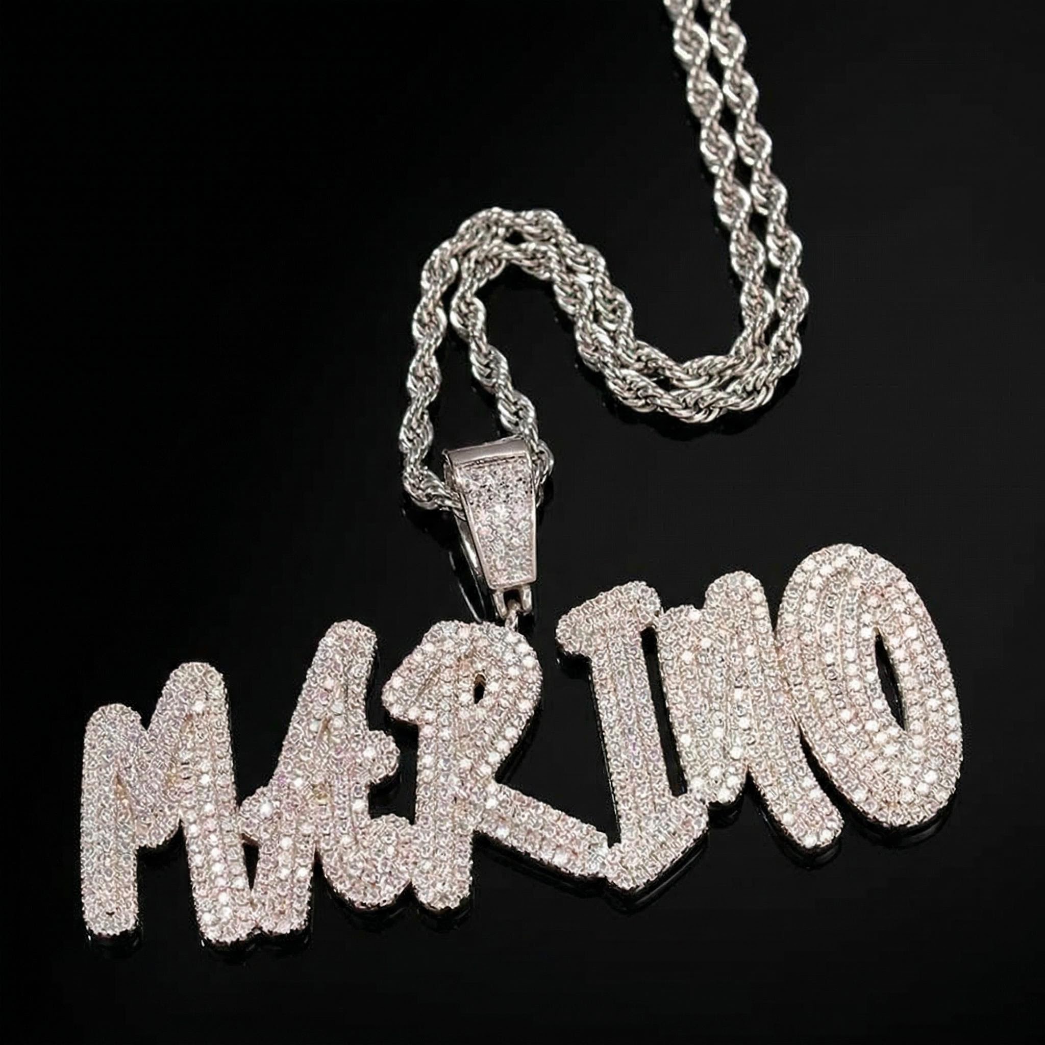 Custom Cursive Name Pendant In White Gold With Street Luxury Shine - Image 6