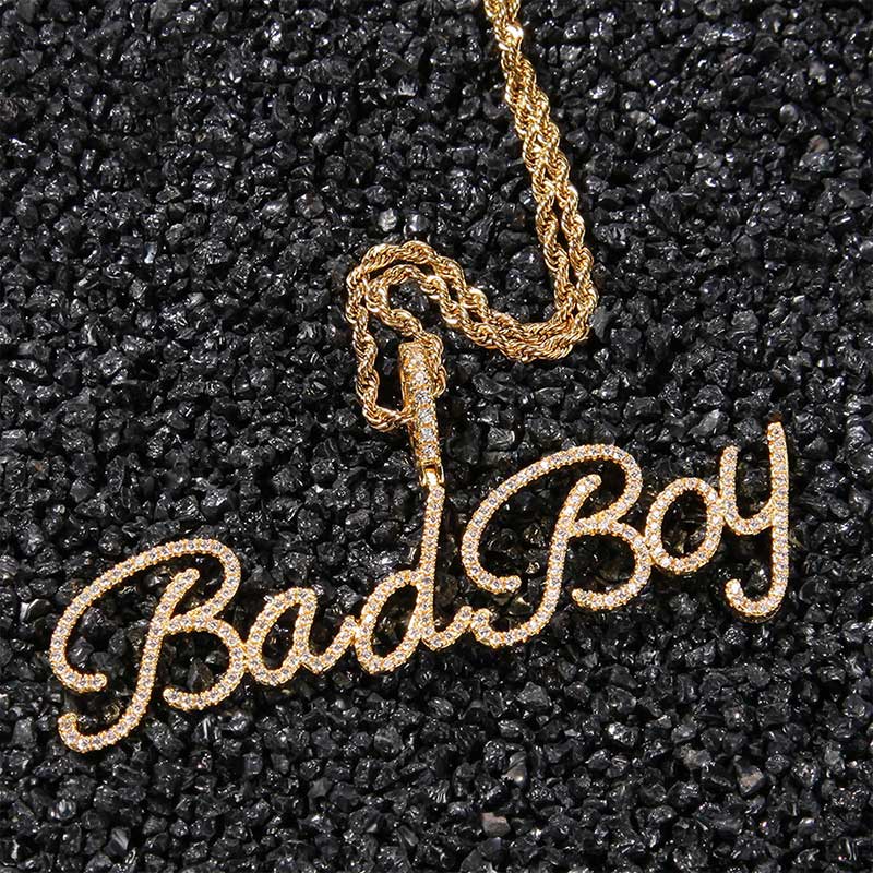 Custom Crystal Name Pendant In Gold Built For Bold Statement Style