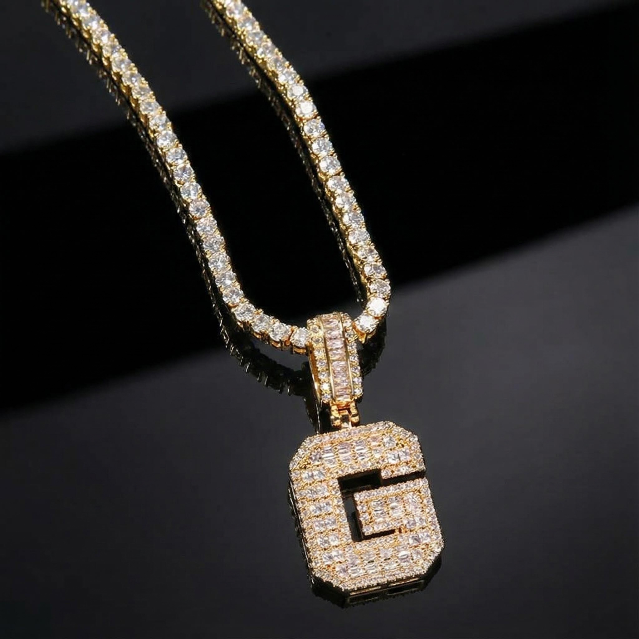 Baguette A To Z Initials Letters Pendants In Gold With Street Luxury Shine - Image 4