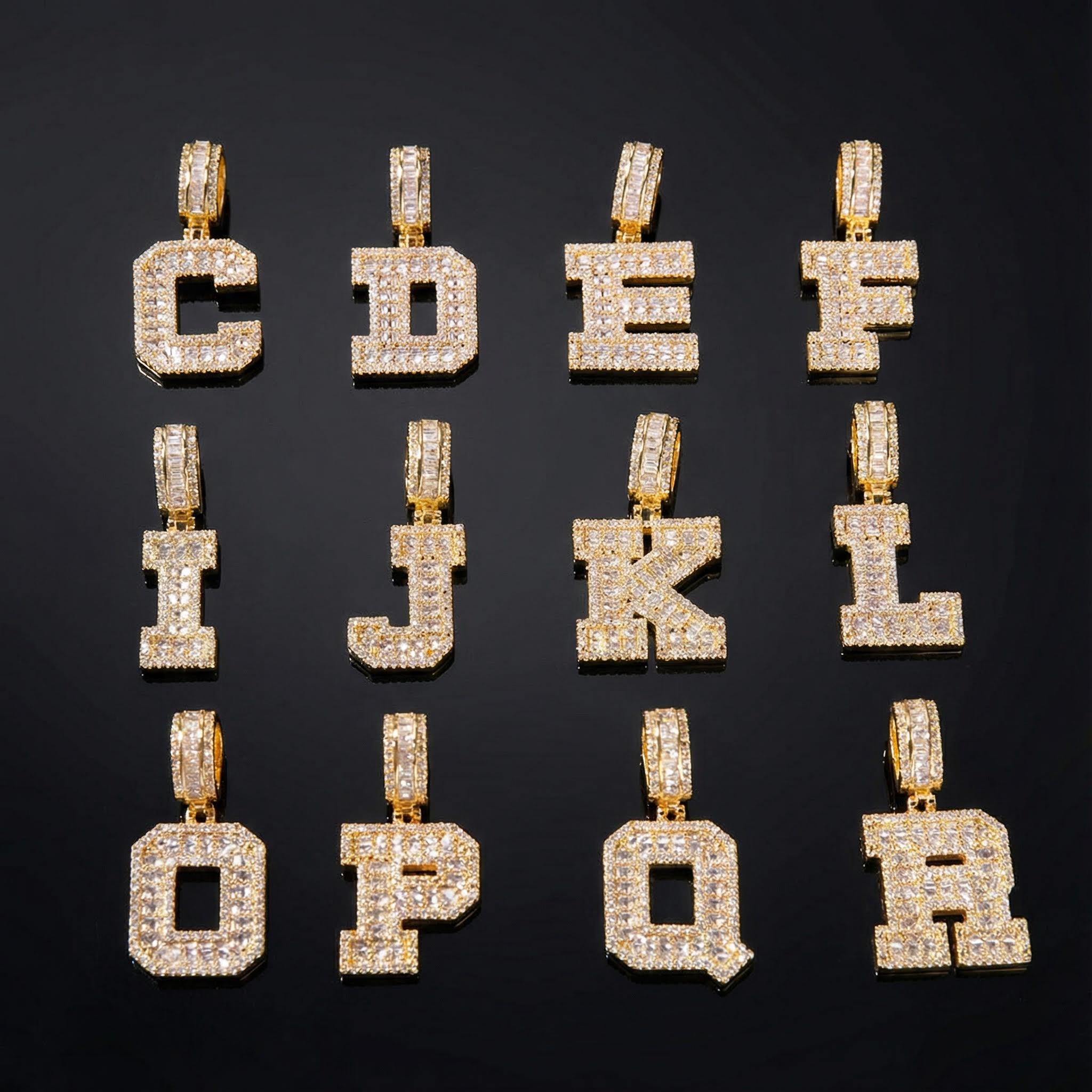 Baguette A To Z Initials Letters Pendants In Gold With Street Luxury Shine - Image 5