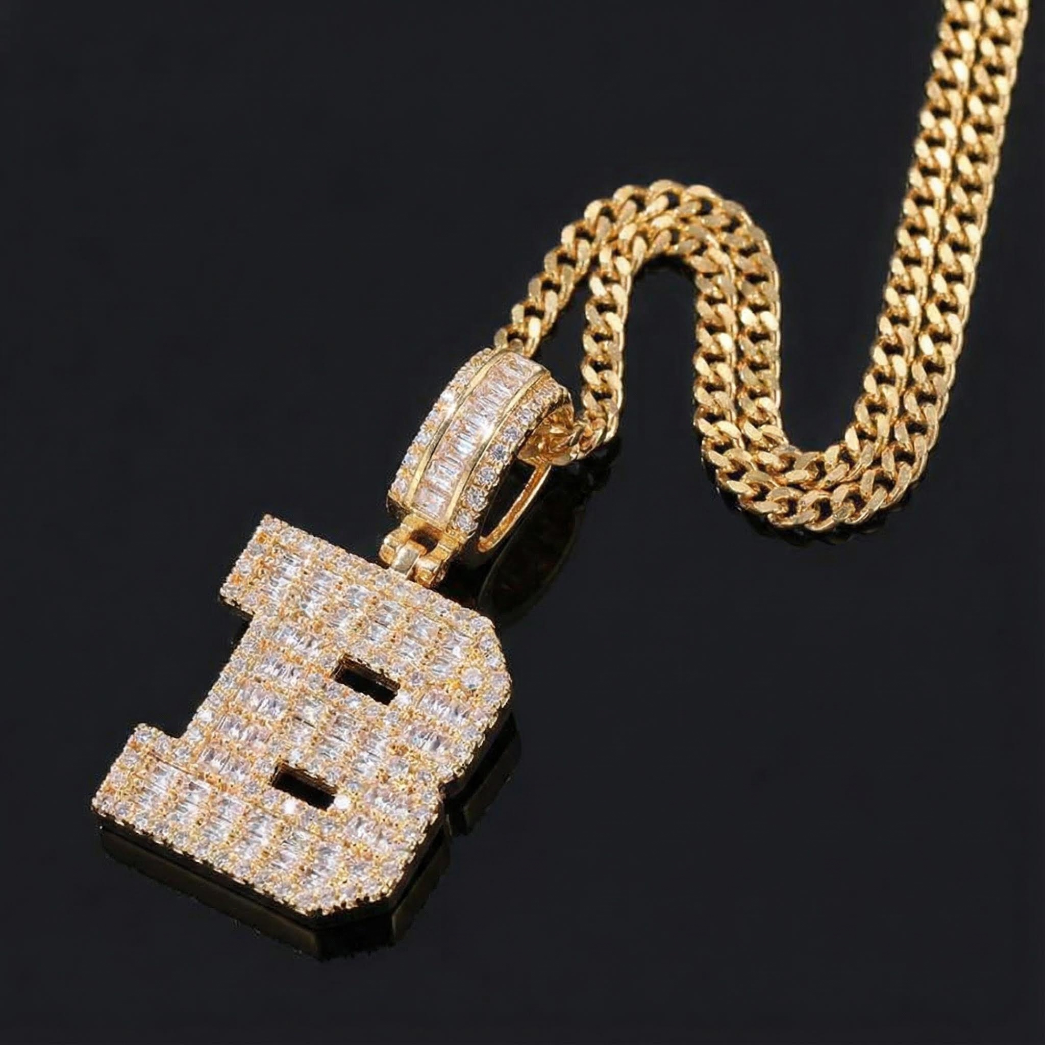 Baguette A To Z Initials Letters Pendants In Gold With Street Luxury Shine - Image 6