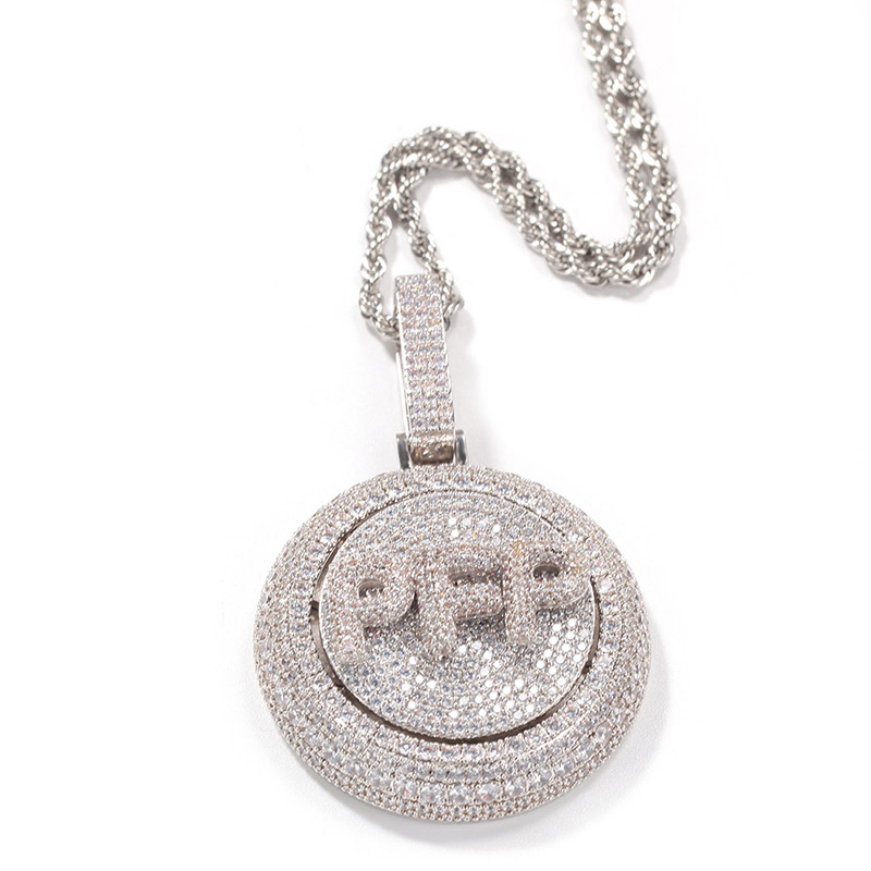 Custom Iced Out Rotating Letter Pendant In White Gold With Gold Shine - Image 4