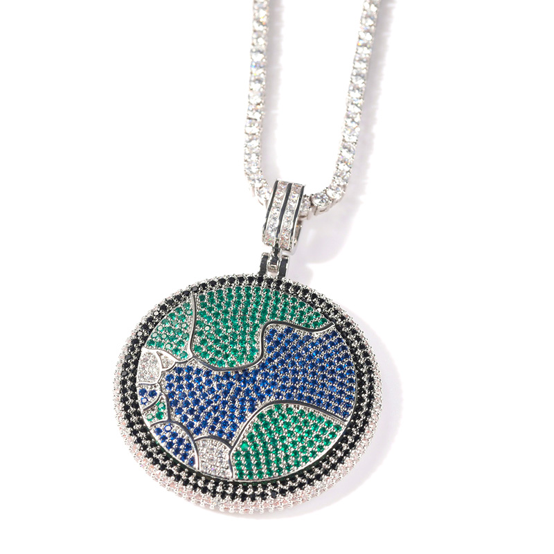 Iced Out Rotatable Earth Pendant Gold With Street Luxury Shine - Image 5
