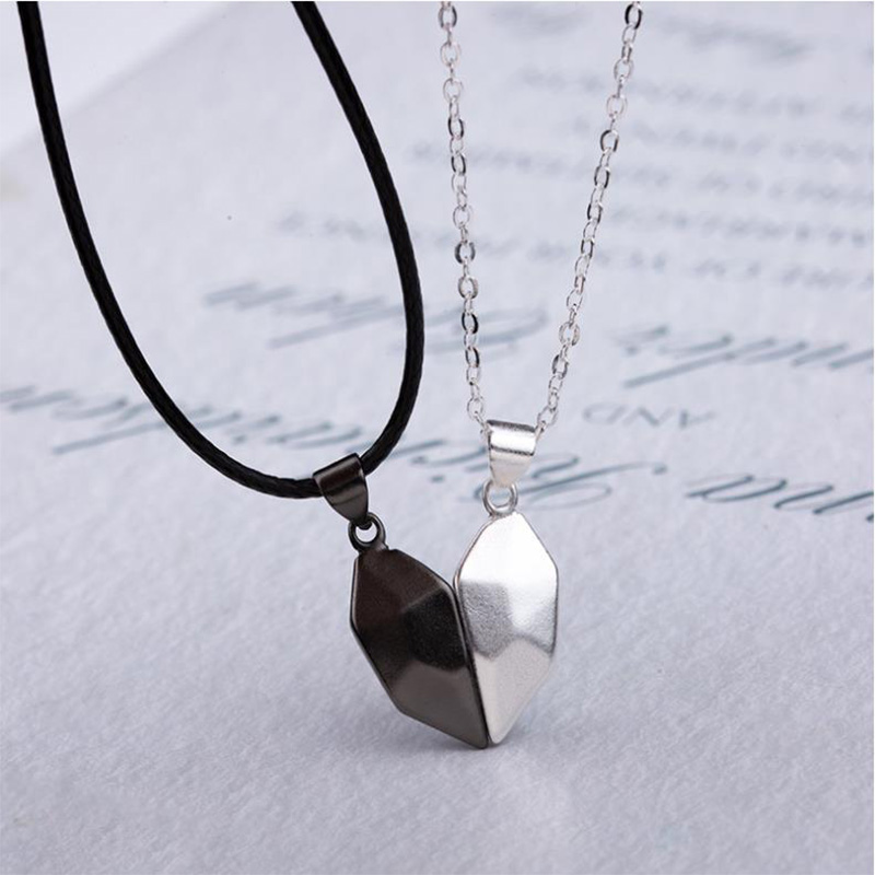 2pcs Couple Heart Wising Stone Magnetic Pendant With Street Luxury Shine - Image 3