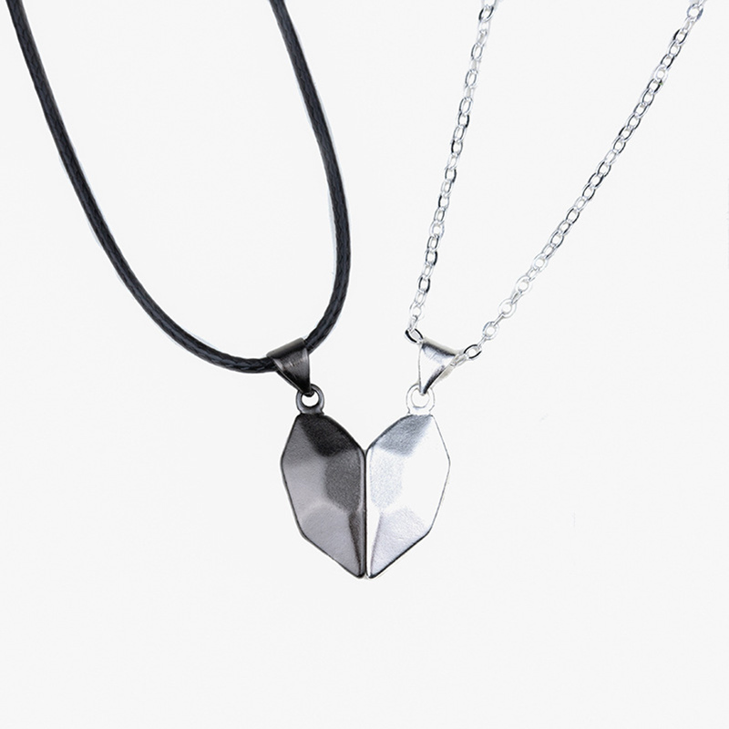 2pcs Couple Heart Wising Stone Magnetic Pendant With Street Luxury Shine